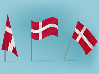 National flag of Denmark vector.Waving flag of Denmark from different angle