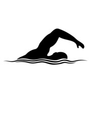 Sport Schwimmer Silhouette  - obrazy, fototapety, plakaty