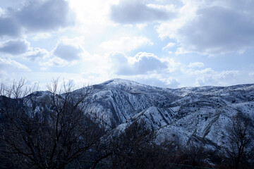 mountains under the rays of the spring sun