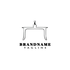 table with flower logo icon design template vector illustration