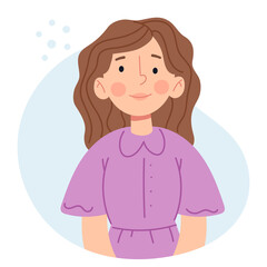 Portrait of a woman. Avatar of a young woman. Hand draw style