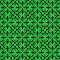 Vector illustration green seamless background with lily (fleur de lis) for print fabric or  poster © SS1001
