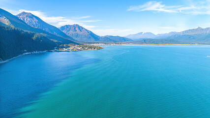 Summer aerial photo of Prince William Sound,  shot in Whittier, Alaska.