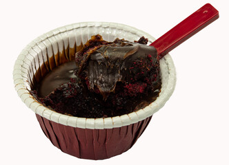 Homemade cake on white background