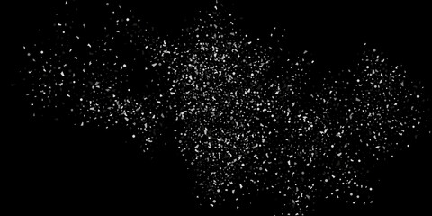 Silver confetti point on a black background. Luxury festive background. Silver grainy abstract texture overflows against a black background. Element of design. Vector illustration, EPS 10.