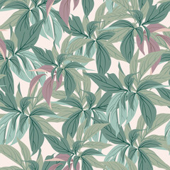 Abstract seamless pattern with leaves and grass.