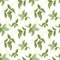 Fototapeta na wymiar Abstract seamless pattern with leaves and grass.