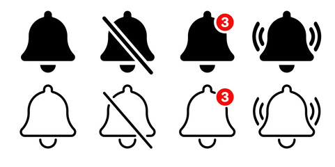 Notification bell icons. Isolated. Vector	