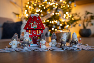 christmas table with christmas decorations