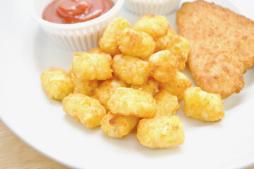 Close-Up of Tator Tots as a Side dish
