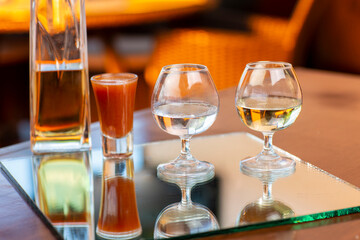 Two glasses of tequila.