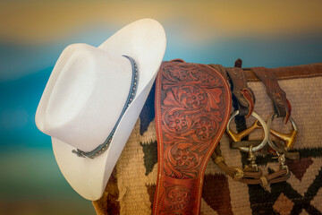 cowboy hat and western tack