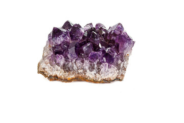 Amethyst Crystal Druse  macro mineral on white background