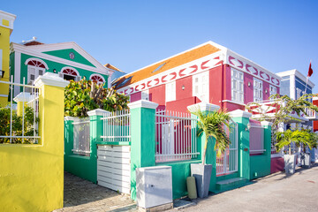 Colonial architecture with colorful facades in Willemstad, Curacao