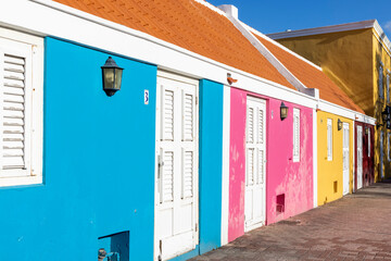 Row of colorful houses in Willemstad, Curacao