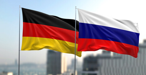 Flagi narodowe Rosji i Niemiec - obrazy, fototapety, plakaty