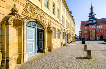 historic buildings at the old town of Eisenach - germany