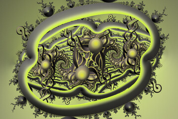 3d fractal illustration. Abstract fractal in bright and colorful color. Fractal abstract forms.