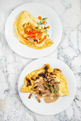 omelet with mushrooms, top view