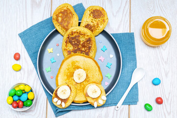 Easter funny creative healthy breakfast lunch food idea for kids, children.Bunny, rabbit made from...