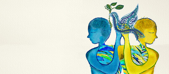 Peace for Ukraine- Peace to the World. Concept Banner