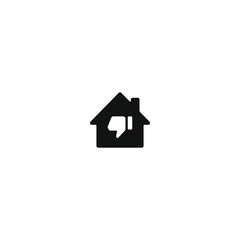 dislike house icon line design. home
