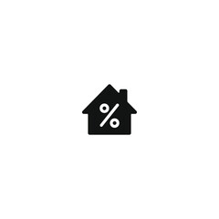 House discount icon. Rate for mortgage icon. House percentage sign price. Real estate home. Vector illustration. House with percant discount tag icon isolated 