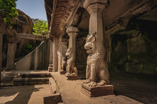 Exclusive Monolithic Rock Carved- Ramanuja Mandapam is UNESCO's World Heritage Site located at Mamallapuram or Mahabalipuram in Tamil Nadu, South India. Very ancient place in the world.