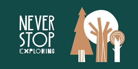 Forest plants clipart collection. Hand drawn woodland trees,branches. Wild botanical set. Scandinavian style vector illustration