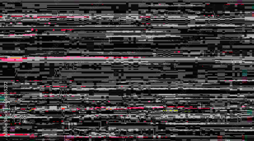 Poster no signal error noise lines black and white abstract glitch screen background