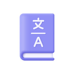 Vocabulary book, dictionary. E-learning and education, learning language courses concept. 3d vector icon. Cartoon minimal style. © Анна Тощева