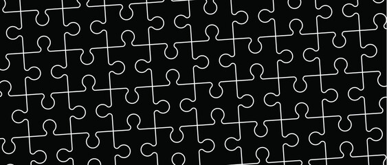 jigsaw puzzle pieces connection line pattern. Puzzle pieces icon or pictogram. Cartoon vector outline. Autism awareness logo or symbol. Dubbele platte puzzels. Teamwork concept. Mosic sign. Game print