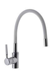 Kitchen faucet with flexible silicone colored spout. Device for hot and cold water. Washbasin invention. Bathroom design. Piece of your's fancy flat. Cranes for home. Different amazing taps. Horizonta