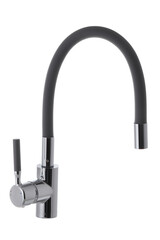 Kitchen faucet with flexible silicone colored spout. Device for hot and cold water. Washbasin invention. Bathroom design. Piece of your's fancy flat. Cranes for home. Different amazing taps. Horizonta