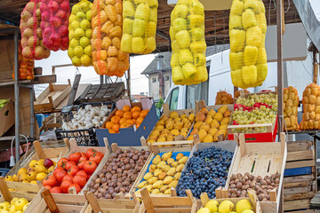 Fresh raw food on outdoor market