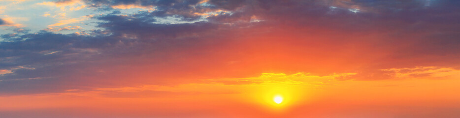 Beautiful view of the sky during sunset, panorama. Horizontal banner with free copy space for text