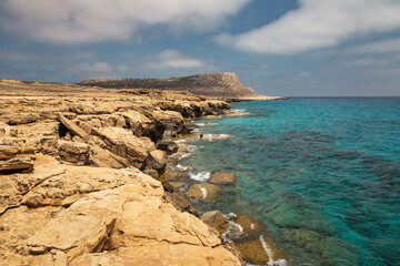 Seascape Cape Greco peninsula park, Cyprus.