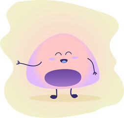 Cute Japanese dessert mochi with legs and handles. Vector illustration.