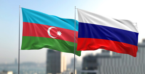 Flagi narodowe Rosji i Azerbejdżan