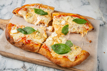 italian pizza on the wooden board