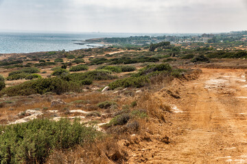 Ayia Napa rocky coastline seafront, Cyprus.