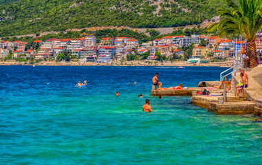 Adriatic sea during sunny day in Neum, Bosnia and Herzegovina.
