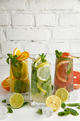 assorted cocktails on a wooden table
