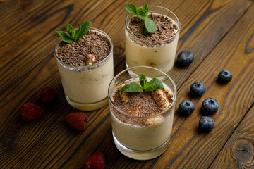 Italian desserts on a wooden table
