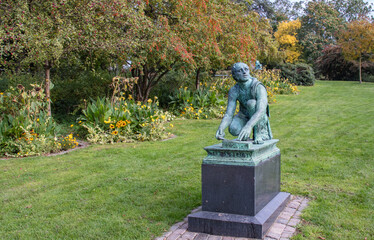 Obraz premium Copenhagen, Denmark. Oersted Park in the city center. Tourism in Denmark.