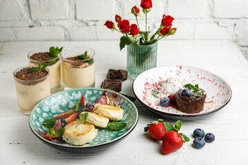 Italian desserts on a wooden table
