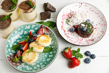 Italian desserts on a wooden table
