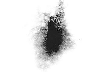 Black ink powder isolated on the white background.