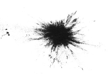 Black ink powder isolated on the white background.