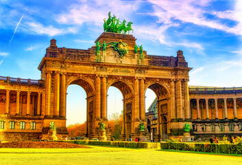 Obraz premium Great monument known under name Arcades du Cinquantenaire in Brussels, Belgium.
